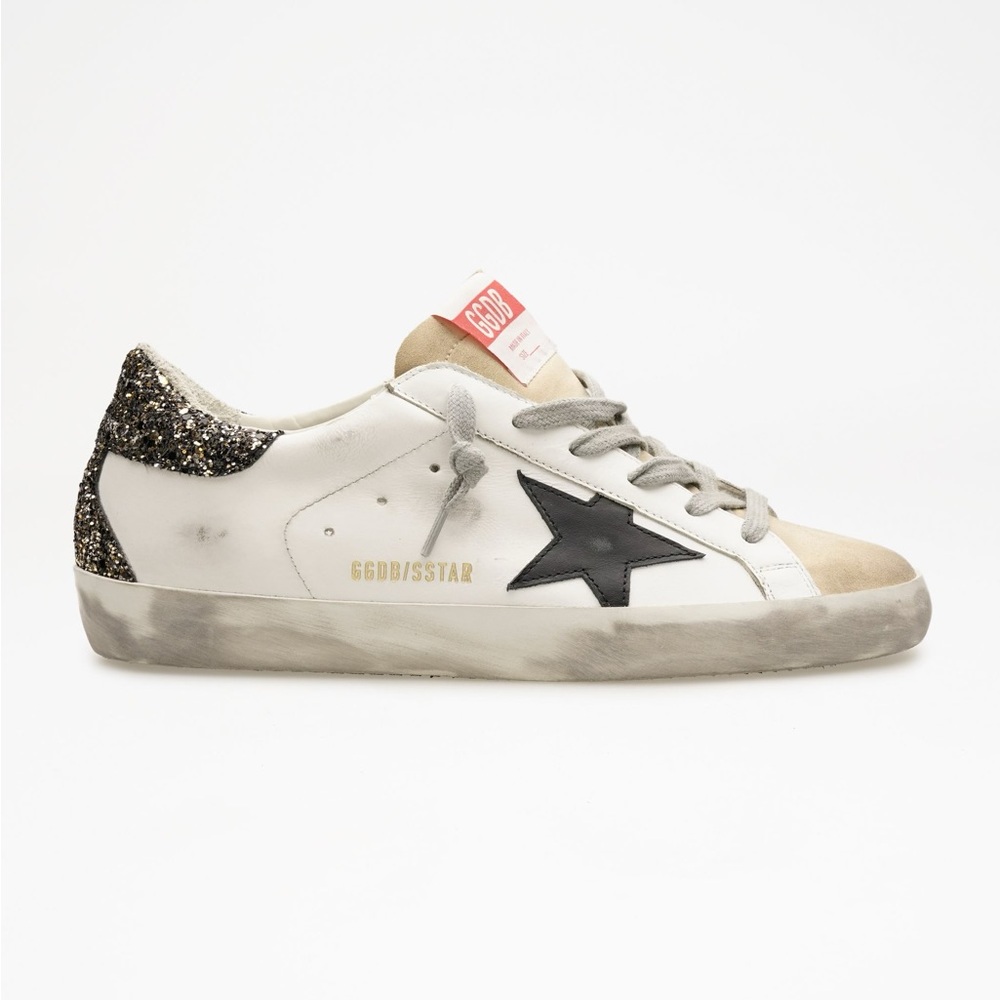 Super Star Sneakers with Glitter Heel and Black Star